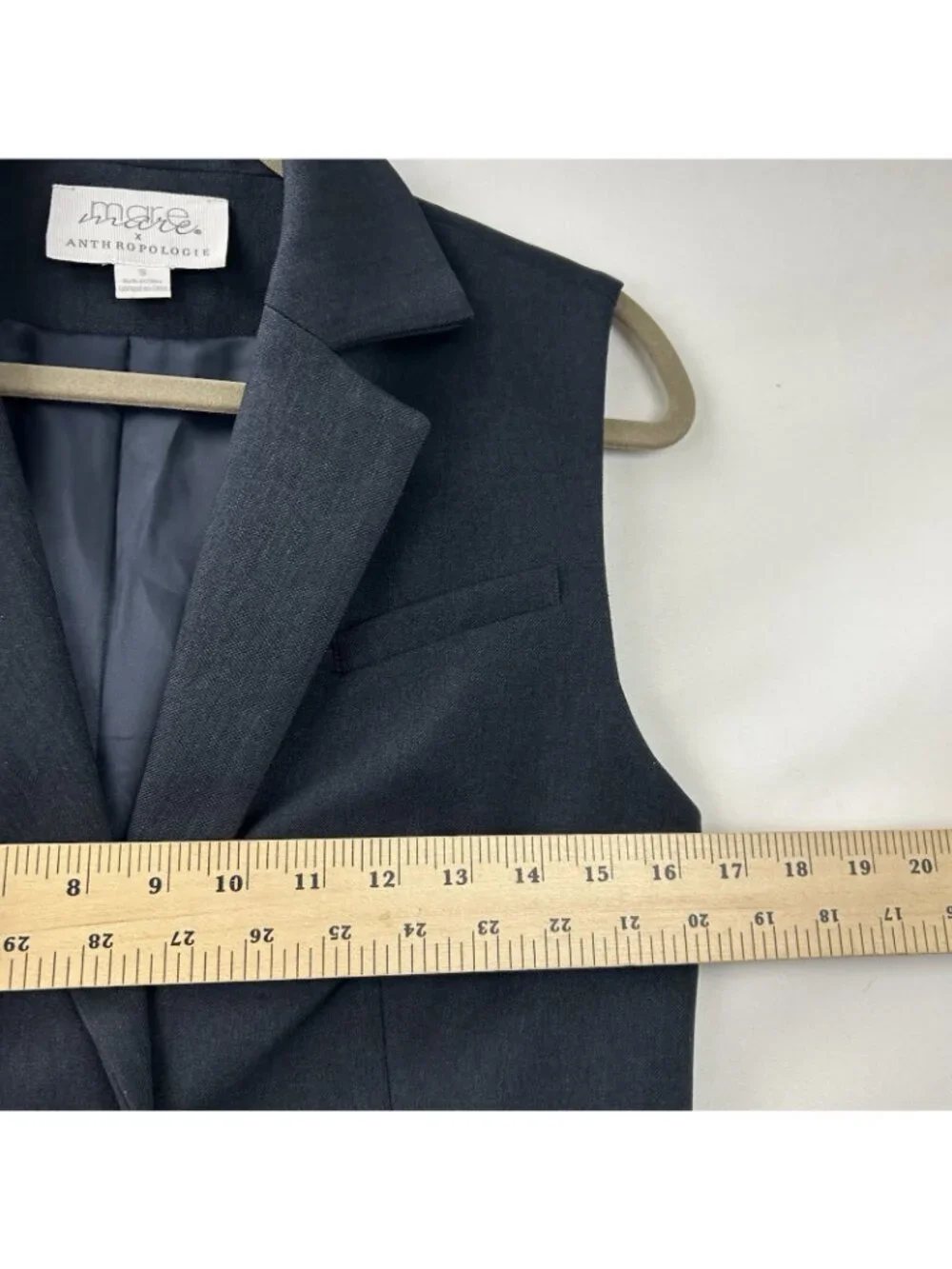 MARE MARE X ANTHROPOLOGIE Women’s Small Navy/Marin Long-line Button Dressy Vest - Picture 6 of 16